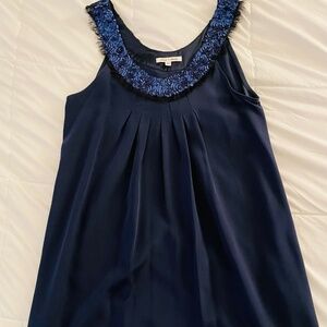 Brand New Alice and Olivia sequin silk navy tunic size medium.